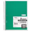 3Pc Mead Spiral Notebook 5 Subject, Medium/College Rule, Randomly Assorted Covers, 10.5 x 8, 180 Sheets