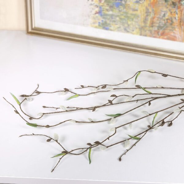 46.5-inch Artificial White-Brown Willow Flower Long Stem, for Indoor Use, by Mainstay, Set of 8
