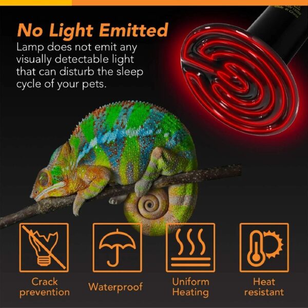 Simple Deluxe 100W Infrared Ceramic Reptile Heat Lamp Bulb & 150W Clamp Light with 8.5