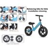 Kids Balance Bike 12'' Wheel Toddler Training Bicycle Safe No Pedal Bike Funny and Lightweight for 2-6 Boys Girls, Blue