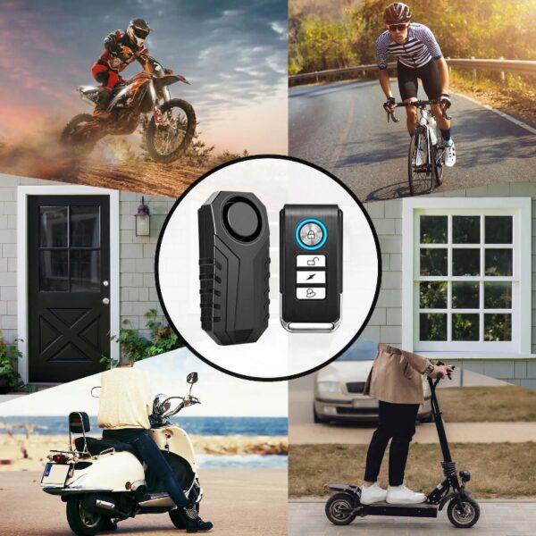 2 Set Wireless Bike Alarm with Remote, Anti-Theft Bicycle Motorcycle Alarm Wireless Security Vibration Motion Sensor Alarm, IP55 Waterproof Super Loud 113dB Alarm