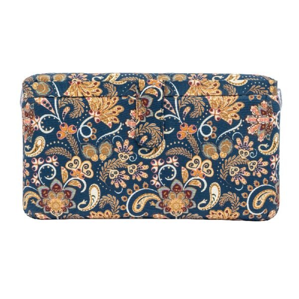 SINGER Large Premium Tackle Sewing Basket Navy Paisley Print with Notions Sewing Kit and Matching Pin Cushion