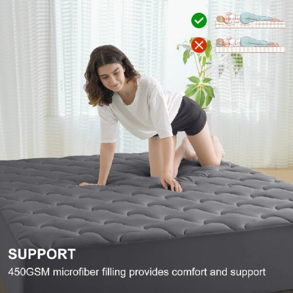 Queen Mattress Pad, Quilted Fitted Mattress Topper Protector, Cooling Breathable Bed Cover with 8-21