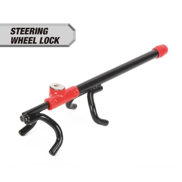 Universal Steering Wheel Lock Anti-Theft Car, Truck, Van and SUV Lock, Red, Black