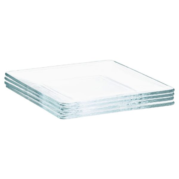 12-Piece Square Clear Glass Dinnerware Set