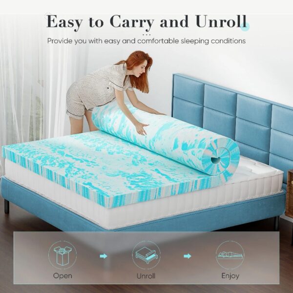 2-Inch Memory Foam Mattress Topper with Cooling Gel, CertiPUR-US Certified, Pressure Relief & Breathable Comfort Bed Topper, Full Size