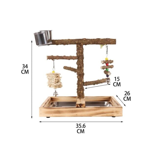 Stgfyxgs Birds Wood Perches Wooden Bird Toys Playground Bird Cage Accessories with Removable Tray for Parakeets Lovebird Canaries Macaw
