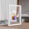 628da9210f984c059e3bb32a0121271b Family Handprint Kit, DIY Craft Keepsake Wood Frame, Endless Gift Set, 4 Transparent Sheets - Brown