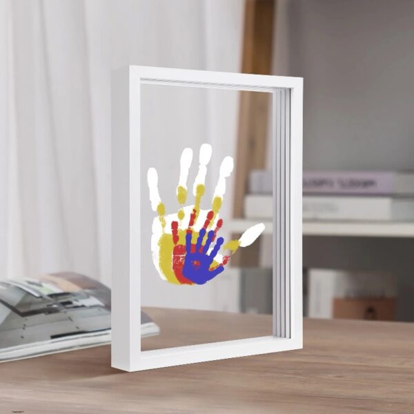 628da9210f984c059e3bb32a0121271b Family Handprint Kit, DIY Craft Keepsake Wood Frame, Endless Gift Set, 4 Transparent Sheets - Brown