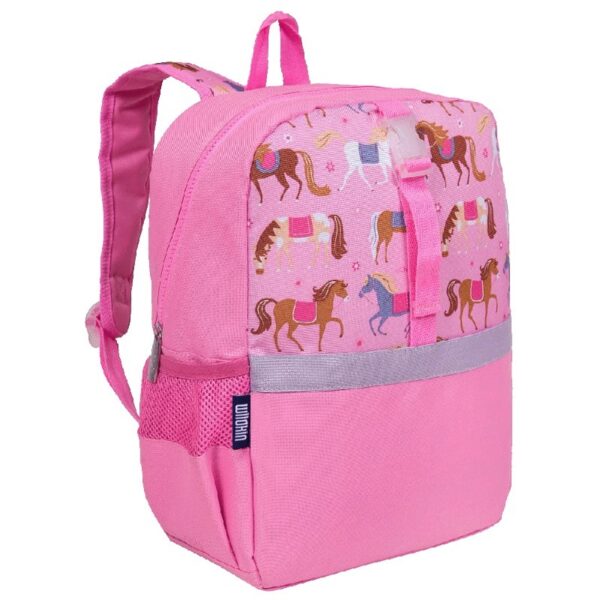 Wildkin Kids Pack-It-All 15 Inch School & Travel Backpack in Pink for Girls, Front strap for attaching Wildkin's Clip-in Lunchbox, Generously sized exterior front pocket (Mermaid Undercover)