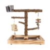 Stgfyxgs Birds Wood Perches Wooden Bird Toys Playground Bird Cage Accessories with Removable Tray for Parakeets Lovebird Canaries Macaw