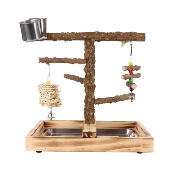 Stgfyxgs Birds Wood Perches Wooden Bird Toys Playground Bird Cage Accessories with Removable Tray for Parakeets Lovebird Canaries Macaw