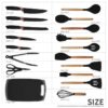 Silicone Kitchen Cooking Utensils Set, 19 Pieces Utensil with Holder, Heat Resistant, Black
