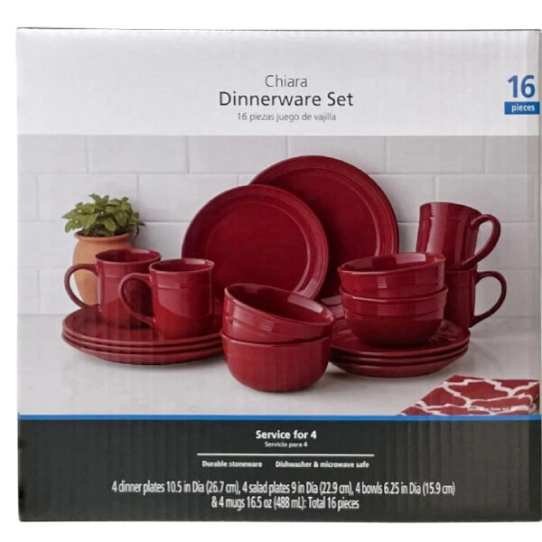 Chiara 16-Piece Stoneware Gray Dinnerware Set