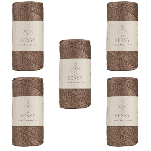 5 Skeins of Sensy Premium 2mm 251 Yards Polyester Rope 100% Polypropylene Cord Macrame Cord 2mm Crochet Bag Cord Macrame Rope Crochet Thread Gift for Knitter (Latte)