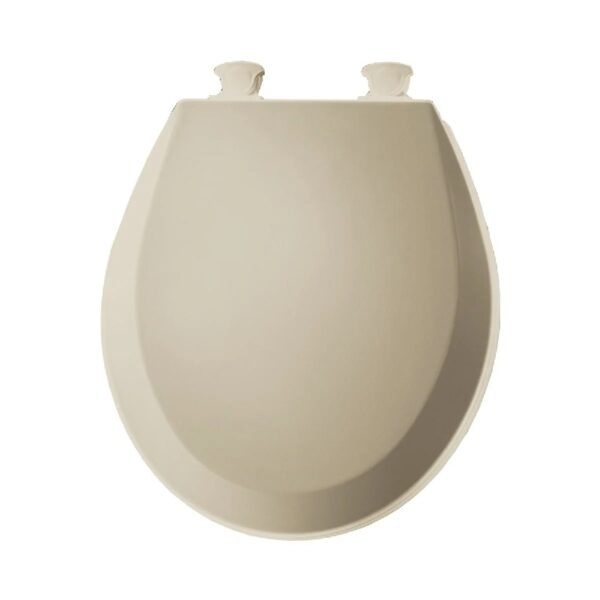 Round Enameled Wood Toilet Seat in White with Easy·Clean Hinge
