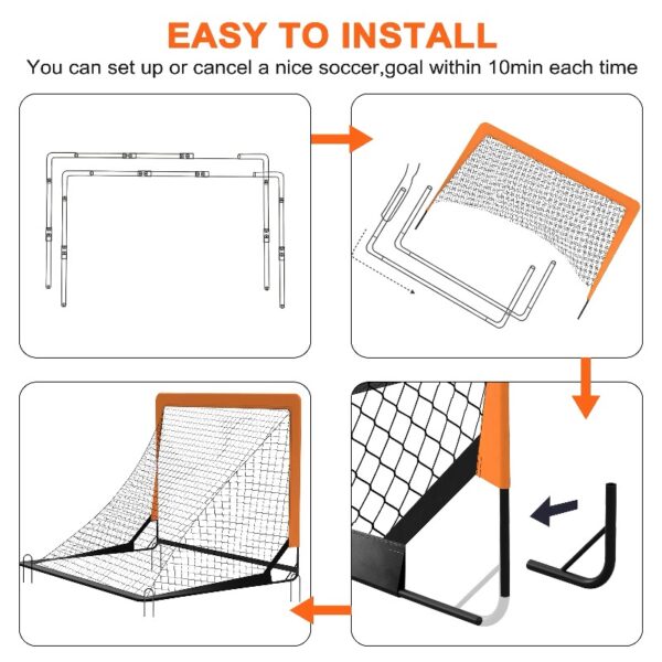 Kids Soccer Goal for Backyard, 4X3 ft Toddler Soccer Nets Training Equipment with Soccer Ball and 10 Soccer Cones, Portable Pop Up Soccer Set for Kids and Youth Games and Training Goals