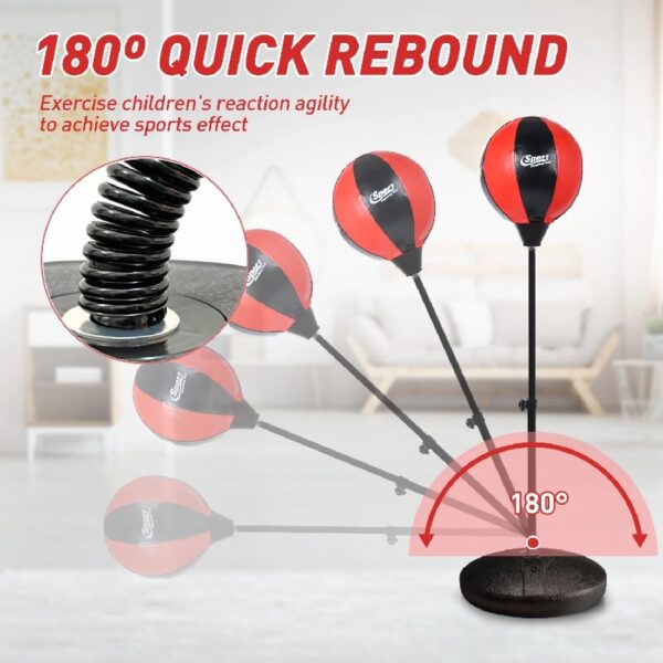 Punching Bag with Boxing Gloves Boxing Bag for Kids Boxing Toy with Adjustable Stand for Boys and Girls Color Black and Red