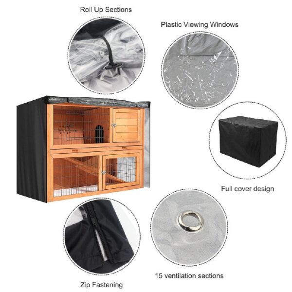 4FT Rabbit Hutch Cover Double Decker Pet Bunny Cage Waterproof Dustcover Outdoor Garden Patio