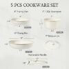 5Pcs Ceramic Pots and Pans Set Nonstick Cookware Sets Removable Handle Kitchen,Oven Safe, Induction Ready