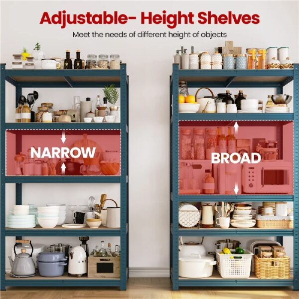5-Tier Metal Boltless & Adjustable Storage Rack, Blue