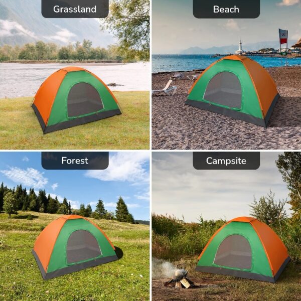 All Season Single Person Oxford Fabric Instant Tent, Orange & Green