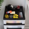 5-Drawer Narrow Plastic Storage Drawer Cart with Organizer Top, Black