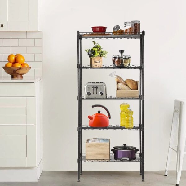 Adjustable Storage Shelves Metal Storage Shelf(Black, 21.5L x 11.6W x 47.6H) 750 pounds