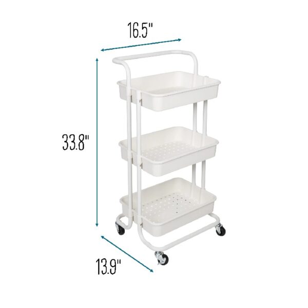 Honey-Can-Do 3-Tier Rolling Craft Cart with Handle, White