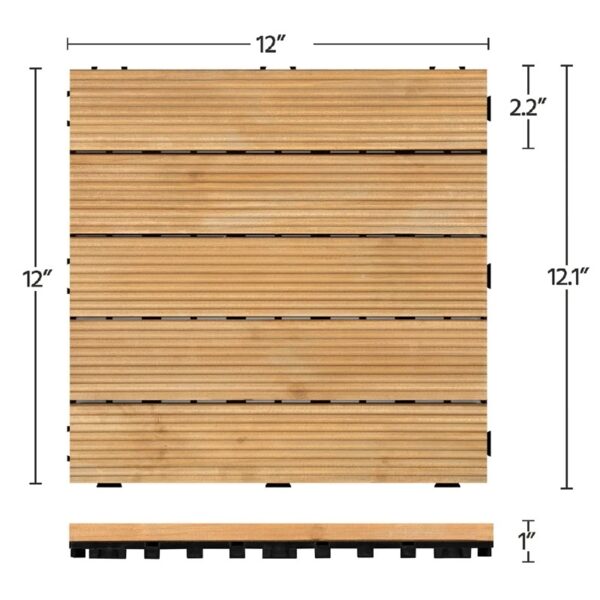 12'' x 12'' Fir Wood Flooring Tiles 11sq ft Coverage Area, 11 Pieces, Brown