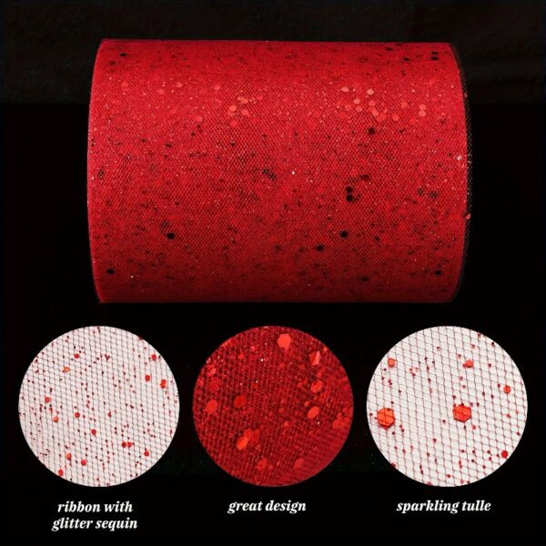 681901afb7bd45f0b616b32b00f56c42 CUITING Glitter Tulle Fabric 6 Inch By 100 Yards Tulle Fabric Rolls Tulle Ribbon Glitter Tulle Sequin Tulle Spool For DIY Crafts Tutu Skirt Gift Wrapping Wedding Birthday Decoration (Red)