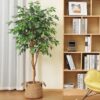 DR.Planzen 5 feet Artificial Ficus Tree, Tall Lifelike Greenery with Natural Wood Trunk for Living Room, office floor and corner decor