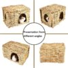 Tfwadmx Rabbit Grass House, Extra Large - Natural Hand Woven Seagrass Play Hay Bed, Hideaway Hut Toy for Bunny Hamster Guinea Pig Chinchilla Ferret