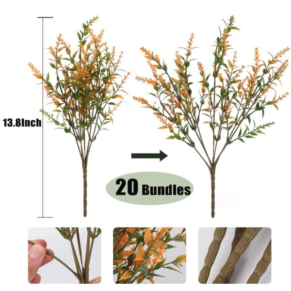 RECUTMS 20 Bundles Outdoor Artificial Plant UV Resistant Fake Plants, Faux Plastic Greenery for Indoor Outside Hanging Plants Garden Porch Window(White)