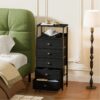 Nightstand,Vertical Dresser with Fabric Chest of Drawers & Storage for Bedroom,Living Room,White