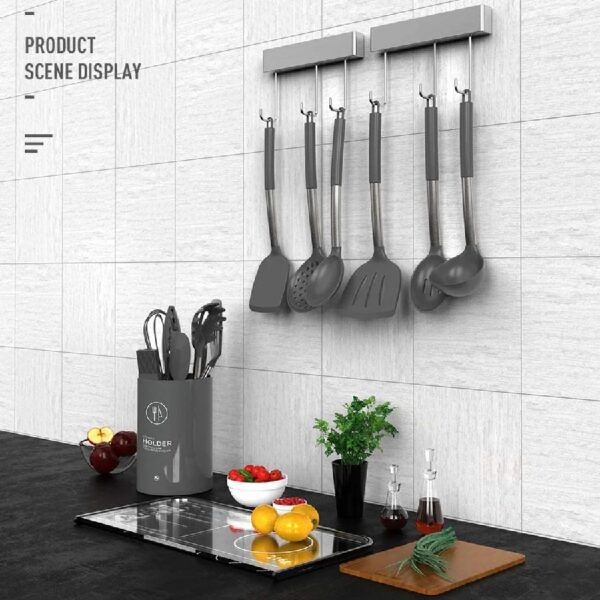 Silicone Cooking Utensils Set - Heat Resistant Stainless Steel Kitchen Utensils, Baking Tools Kitchen Gadgets,Turner, Tongs,Spatula,Spoon,Brush,Whisk,Non-Stick, Dishwasher Safe,BPA FREE (Khaki)