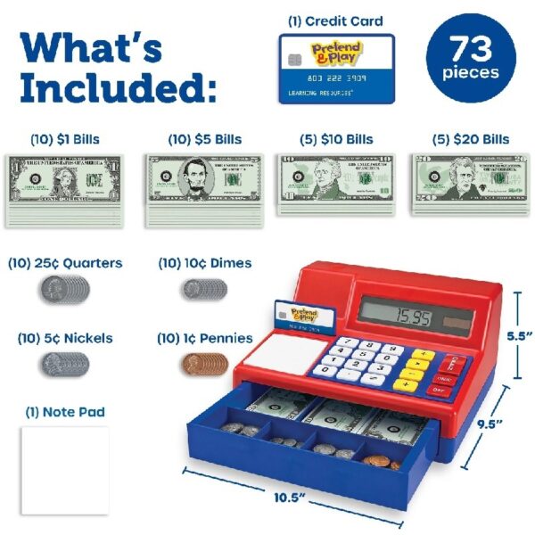 Learning Resources Pretend & Play Calculator Cash Register   Gift for Kids Ages 3 and Up