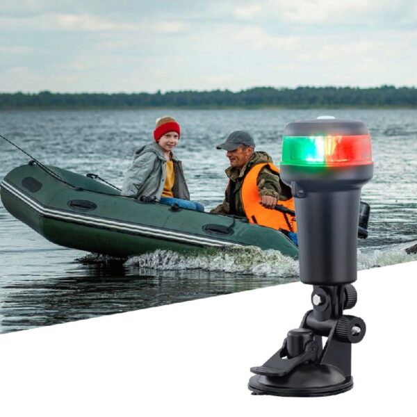 Marine Navigation Lights for Boats LED - Red/Green Battery Powered Nav Lights for Boats - Suction Mount, Swivel Base, 3-Mode Operation - 1NM Waterproof