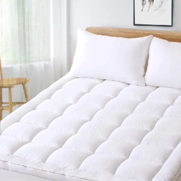 Queen Size Mattress Topper,400TC 100%Cotton Cooling Mattress Pad Cover Extra Thick Alternative Fill Pillow Top Cooling Bed Topper and Hotel Mattress Protector