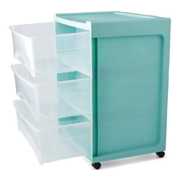 3 Drawer Wide Storage Cart, Gray