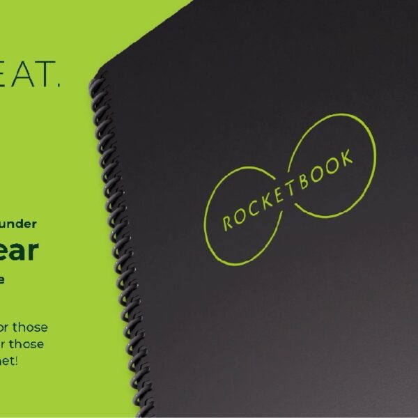 Rocketbook Fusion Smart Reusable Spiral Notebook, Black, Letter Size Eco-Friendly Notebook (8.5