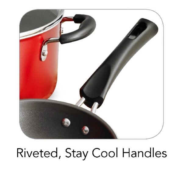 80112/646DS 9-Piece Simple Cooking Nonstick Cookware Set Red, Black