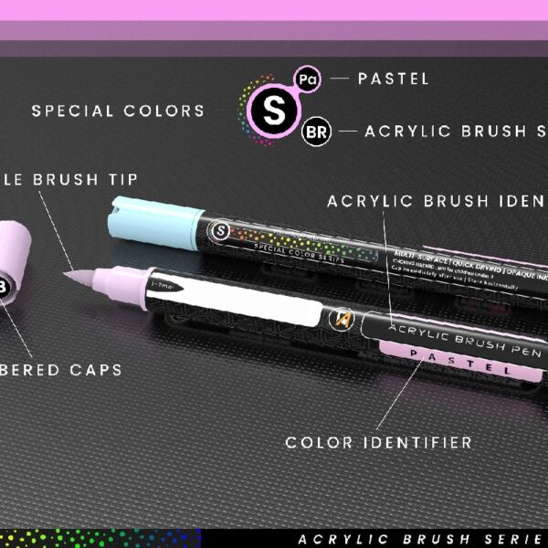 24 Flexible Brush Tip Acrylic Paint Pens Markers Set 1-7mm(PASTEL)