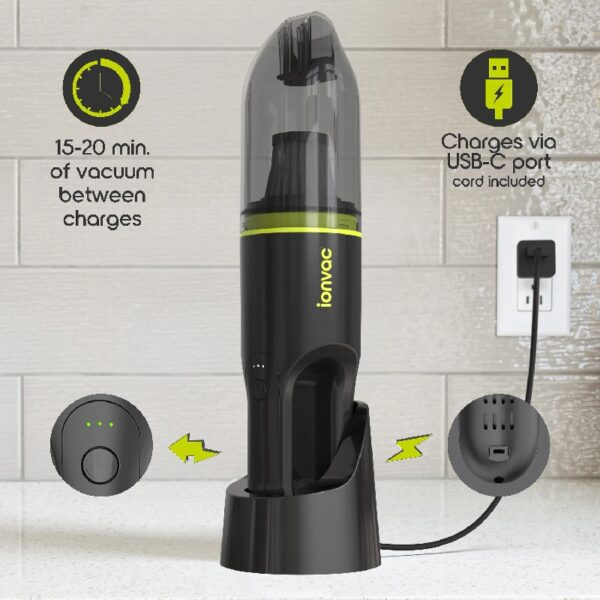 IonVac, Lightweight Handheld Cordless Vacuum Cleaner, USB Charging, Multi-Surface, New