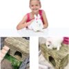 Extra Large Grass House for Rabbit, Foldable & Comfortable - Small Animal Hut Play Hideaway Bed Hay Mat Chew Toy for Bunny Guinea Pig Hamster Chinchilla