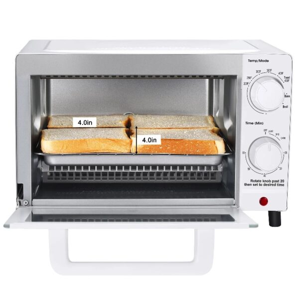 4 Slice Countertop Toaster Oven with 3 Settings, includes Baking Rack and Pan, Black, New