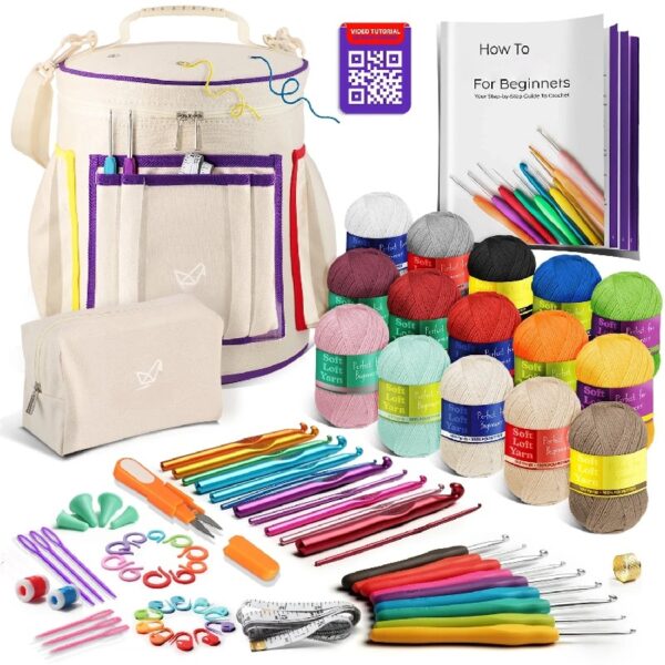 Craftbud Crochet Kit For Beginners, Yarn For Crochet Set With Acrylic Yarn For Crochet With Crochet Bag