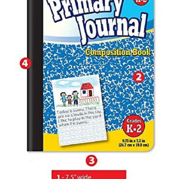 Better Office Products Primary Journal, Hardcover, Primary Composition Book Notebook - Grades K-2, 100 Sheet, One Subject, 9.75