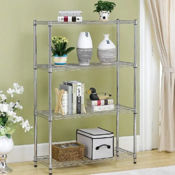 4 Shelf Wire Shelving Unit Garage NSF Wire Shelf Metal Storage Shelves Heavy Duty Height Adjustable for 1000 lbs Capacity Black