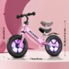 Kid Balance Bike, 12'' Toddlers Training Bicycle for 2-5 Years Old Boys Girls, Lightweight with Lighting up Wheels, Bule